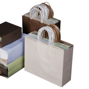 Grocery Cutlery <b>Party</b> <b>Gift</b> Pillow Tableware Black Kraft Recyclable Paper <b>Bag</b> with Handle All Sizes Sold 8*4.7*10 Inches - Product Image 2