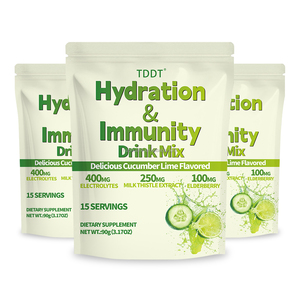 Mélange de Boissons Hydratantes et Immunitaires Saveur Concombre et Citron Vert 15 Portions Complément Alimentaire Sans Sucre Sans Caféine Sans Poudre Artificielle - Product Image 3