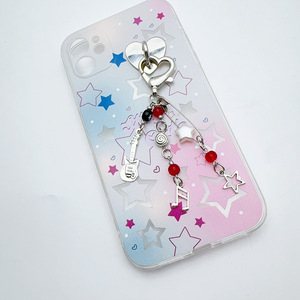 Y2K <span class=keywords><strong>guitarra</strong></span> llavero dulce arco corazón estrella llaveros Kawaii teléfono móvil encanto teléfono caso cadena colgante fruta fresa llavero - Product Image 6