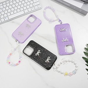 <span class=keywords><strong>Custodia</strong></span> Protettiva di Lusso in TPU con Fiocco e Brillantini per <span class=keywords><strong>Apple</strong></span> <span class=keywords><strong>iPhone</strong></span> 17 Pro Max, Include Supporto per Telefono, Confezionata in OPP - Product Image 2