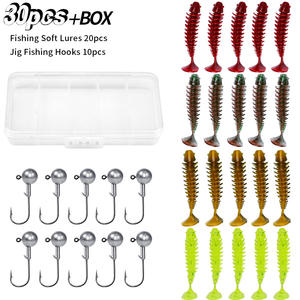 Venta al por mayor 30 piezas por caja 34G Señuelos de Pesca suaves conjunto cangrejo fantasma Camarón cola de buey gusano flor cola gusano - Product Image 6