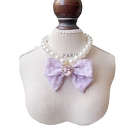 Colliers pour animaux de compagnie en ruban à motif solide de style japonais Design de perles douces pour chiens chats Cross-Border Teddy Bichon Neck Sweet Bow pour