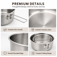 Ensemble de couverts portables en acier inoxydable 304 avec couteau pliant, fourchette, cuillère et baguettes pour le camping et les pique-niques