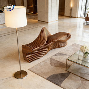 Ensemble de chaises d'attente décoratives en bois, autres meubles commerciaux, banc public, canapé, siège en bois - Product Image 5