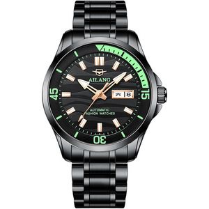 Montre mécanique automatique pour homme Ailang, bracelet en acier inoxydable, luminescente, résistante à l'eau, double calendrier, style business - Product Image 2