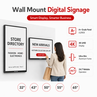 Layar Digital Signage 21,5 Inci untuk Dinding, 4K UHD, Kecerahan Tinggi 250cd hingga 450cd, Layar Iklan Dalam Ruangan untuk Ritel