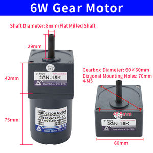 <span class=keywords><strong>Motor</strong></span> de inducción micro AC de 6W y <span class=keywords><strong>8mm</strong></span> con cabezal de engranajes de 50Hz - Product Image 5