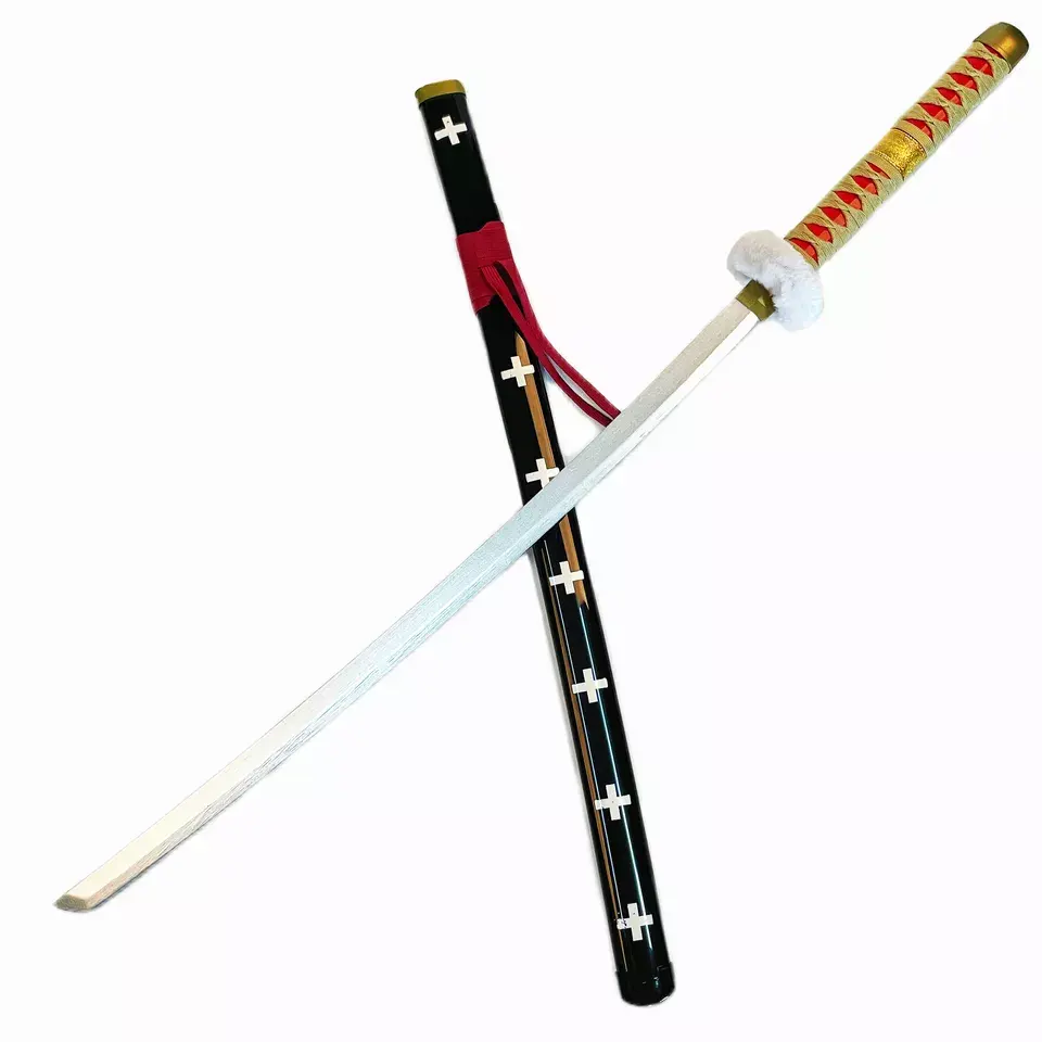 Katana brinquedos artesanais de cosplay, médico vermelho, feito a mão, decoração medieval, adereço de tamanho completo, demônio, espada de madeira