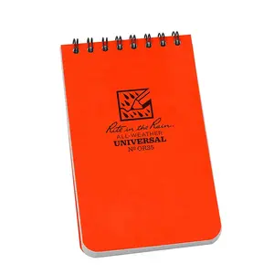 Benutzer definierte 3 "x 5" Orange Abdeckung Wetterfeste Top-Spiral Pocket Notebook Memo Wasserdicht ausgekleideter Papier Notizblock für Outdoor-Aktivitäten