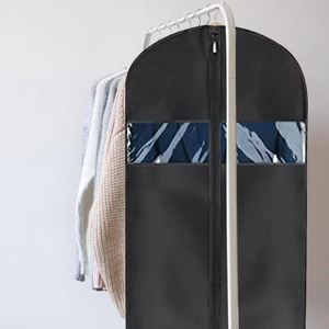 <span class=keywords><strong>Housse</strong></span> de <span class=keywords><strong>vêtement</strong></span> portable noire non tissée 60*110 cm avec fermetures éclair pour rangement et voyage, <span class=keywords><strong>housse</strong></span> lavable pour T-shirts, vestes, costumes, manteaux - Product Image 3