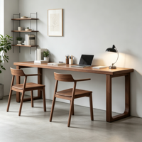 Bureau d'ordinateur moderne, durable, portable, en bois massif, long, pour la maison, le bureau, le salon, table double étroite murale, meubles Donna
