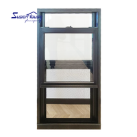 Fenêtre à guillotine simple en aluminium à rupture de pont thermique approuvée par NOA de Miami Dade, double vitrage isolant, coupe-vent pour cuisine