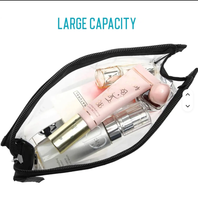 Sac de maquillage en PVC transparent, grande capacité, trousse de toilette imperméable, pochette de rangement portable transparente avec fermeture éclair