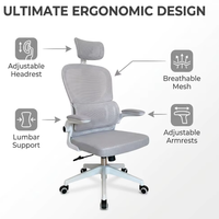 Chaise de bureau ergonomique moderne en maille à dossier haut pivotant et réglable avec support lombaire et accoudoirs ajustables