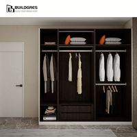 Dressing modulaire pour chambre à coucher en Australie, avec zone de suspension séparée pour vêtements longs/courts, finition grain foncé