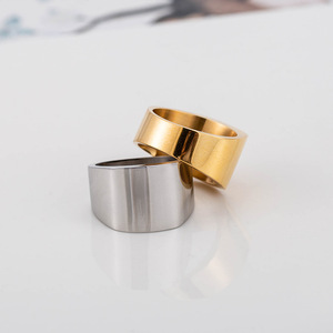 Anillo Geométrico de Acero de Titanio Chapado en Oro de 18K, Joyería para Hombre, Color Sólido, Diseño Minimalista, Verano 2022 - Product Image 2