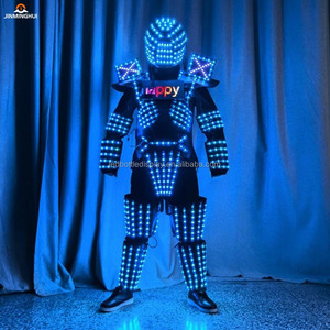 काले नेतृत्व वाली आरजीबी प्लास्टिक धातु प्रदर्शन सूट बार dj प्रबुद्ध नृत्य कार्यक्रम पोशाक मास्क रोबोट आकार पूर्ण चेहरे कवरेज - Product Image 5