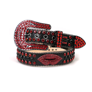 Custom Bedazzled Western Sintético Diamante PU Cuero Dorado Rhinestone Diseñador Cinturón Bb <span class=keywords><strong>Simon</strong></span> - Product Image 1
