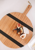 Nouveau Style rond en bois de chêne et marbre noir plateau de charcuterie planche à découper au fromage avec poignée plateau de service pour décor de mariage