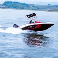 Perahu Mini Fiberglass 4 Kursi Panjang 4.6m, Speedboat Olahraga Air, Mesin Tempel 60hp, Perahu Selancar, Kapal Pesiar Sport, Bersertifikat CE