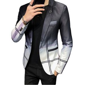 Skema gaya baru untuk pria slim fit bisnis blazer kotak-kotak/Mode pria santai setelan mantel kotak-kotak jaket ramping <span class=keywords><strong>M</strong></span>-3XL - Product Image 1