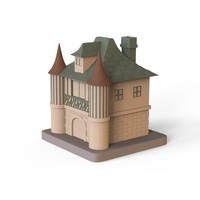 Conception 3d personnalisée modèle décoratif maison historique en polyrésine château noble européen chambre de brûleur à cône d'encens en résine avec base