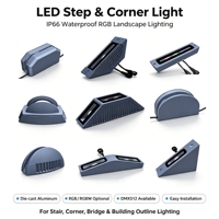 Projecteur LED étanche IP67 en aluminium RGB DMX512 9-24W pour rebord de fenêtre, éclairage de façade de bâtiment et contour de pont, 60/180/360 degrés