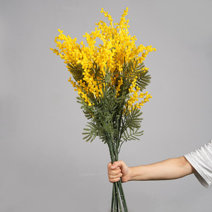 Fleur d'acacia artificielle Greenway, jaune, plante entière, en PVC, arrangement floral décoratif pour la maison et les mariages - Product Image 1