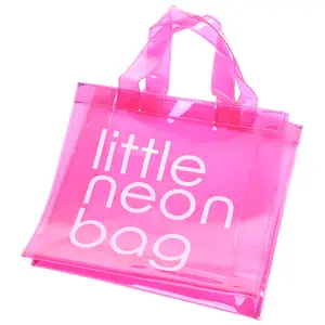 אופנה PVC שקוף חלבית פלסטיק Tote תיק Shopper מכולת לשימוש חוזר קניות מתנה כביסה קוסמטיקה שקיות