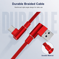 Câble de charge rapide USB-A vers USB-C à double angle droit de 90 degrés SDL Factory 18W, cordon tressé en nylon, 1M 2M 3M