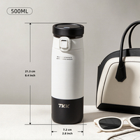 Bouteilles d'eau élégantes européennes intégrées Sip and Swig, thermos en métal noir mince de qualité alimentaire pour boissons chaudes et froides