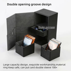     Boîte de rangement en flanelle PU 200 Plus avec plateau à dés double durable et double pochette pour cartes Commander TCG Yugioh - Product Image 4