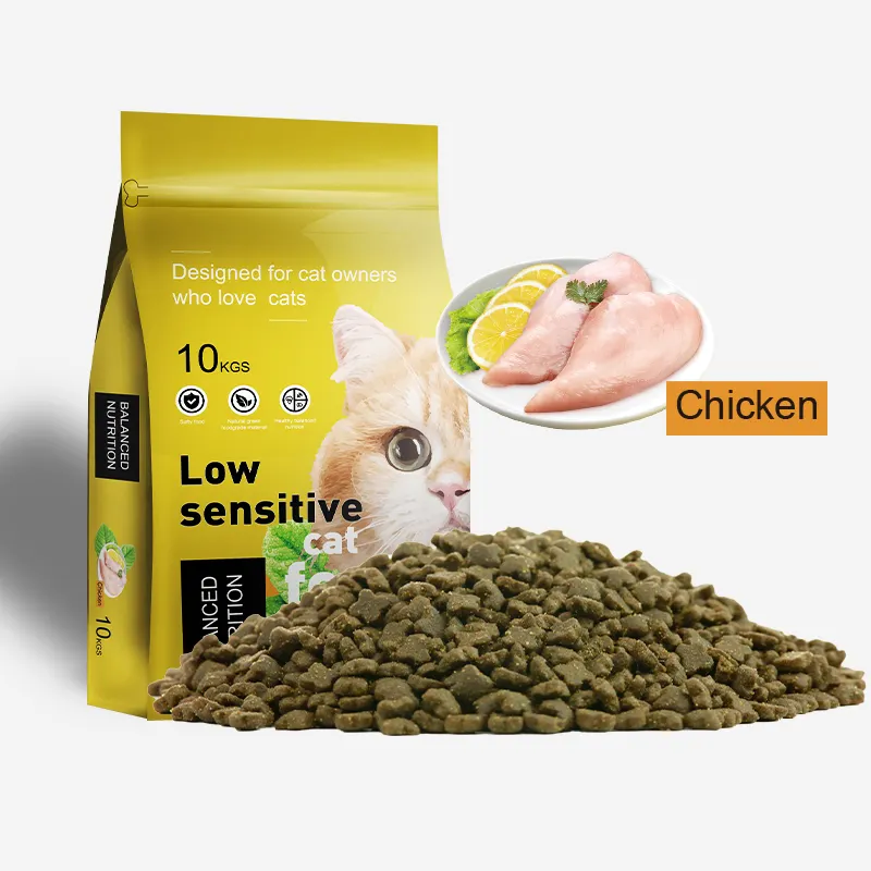 OEM cina cibo per gatti biologico cibo per gatti secco naturale Rotein di alta qualità a forma di stella sapore di pollo cibo per gatti secco all'ingrosso
