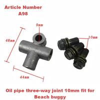 Nouvel adaptateur de ligne de frein hydraulique à 3 voies en forme de T avec boulon banjo M10 pour moto, quad, VTT modèle A98 argenté