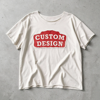T-shirt Boxy Personnalisé avec Applique Brodée, Ourlet Effiloché, Coton 180 g/m², Qualité Supérieure, Fabrication Chinoise