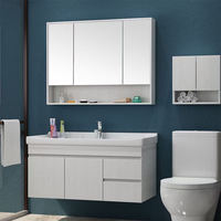Vanité de salle de bain en bois avec évier ensemble de toilettes salle de bain moderne hôtel tenture murale armoires de salle de bain de luxe et vanités