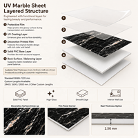 Panel de Pared de PVC MORLENX Blanco Gris con Vetas Doradas, Lámina de Mármol UV de Alto Brillo, Impermeable, para Interiores de Hoteles y Villas
