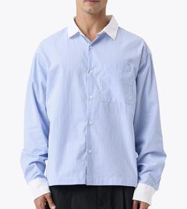 Camisa Larga de Alta Calidad para Hombre, Transpirable, Retro, Cálida, Corte Cuadrado, Manga Larga, Corte Recto, Tejida, 100% Algodón - Product Image 1