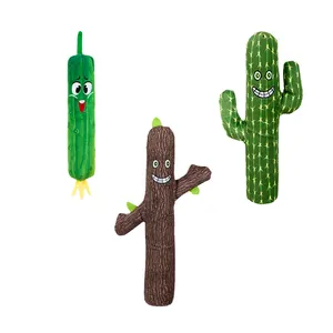 Fabricant en gros cactus bois luffa forme chien en peluche squeak jouets