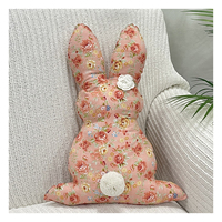 Nouvel arrivage printemps vert floral plaid pâques lapin lapin peluche oreiller jouet coussin