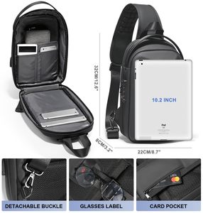 Duy Nhất Dây Đeo Chống Trộm Crossbody Sling Ba Lô Không Thấm Nước Vỏ Cứng Với USB Khóa 10.2 Inch Máy Tính Xách Tay Người Đàn Ông/Phụ Nữ Của Du Lịch Đi Bộ Đường Dài - Product Image 2