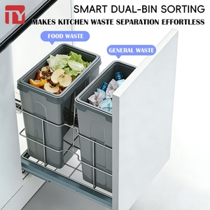 Modern Pull Out Double Bin Eco-Friendly Multi-Function Steel+ABS Trash Can 3-Year Warranty Bottom Mount Waste Sorting System - Product Image 3