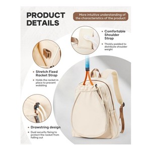 Mochila Unisex para Raqueta de Tenis para Mujer, 30-40L, Nailon Resistente al Agua, con Cierre de Cremallera, para Deportes y Fitness - Product Image 3
