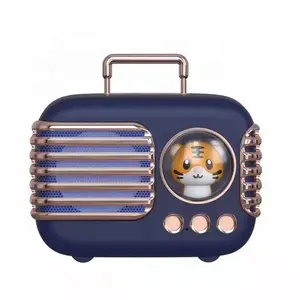 DW09 Cartoon Speaker Voor Kinderen Retro Stijl Koffer Klankkast Retro Boombox Met Leuke Teddybeer Verjaardag Cadeaus Voor Meisjes