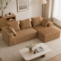 Ensemble de canapé modulaire convertible en tissu en forme de L, quatre places, design sans armature, pour appartement et hôtel