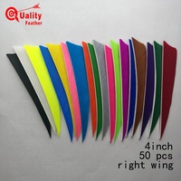 Gros 50pcs aile droite 4 ''bouclier plume de dinde multicolore flèche empennage tir chasse bricolage tir à l'arc flèche arbre