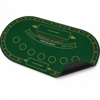 Tapis de jeu de Blackjack personnalisé 71 x 36 pouces, ovale, en feutre polyester, bords cousus, pour casino à domicile