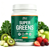 Poudre de Super Aliments Verts à Marque Blanche avec Spiruline, Chlorelle et Probiotiques, GMP, pour l'Immunité et l'Énergie Quotidiennes, OEM/ODM, MOQ Flexible