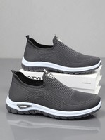 Chaussures de marche en polyester uni pour le printemps et l'été, respirantes, légères, confortables, à enfiler, semelle extérieure en PVC, semelle intermédiaire en EVA, bout rond