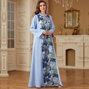 عباية عيدية متواضعة من الكويت بمقاس كبير للنساء حفلات دبي كباية إسلامية برقبة حرف V مصنوعة من البوليستر للتنفس - Product Image 2